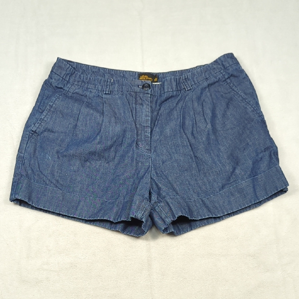 Vintage L.L. Bean Cotton Linen Blend Blue  Women's Shorts Size‎ 8